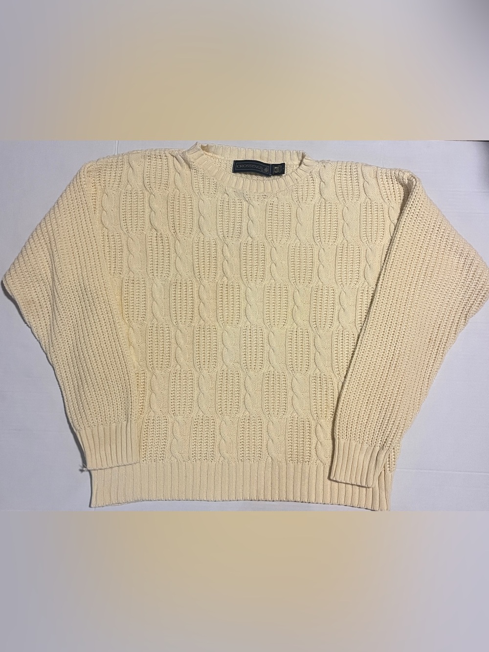 Yellow 100% cotton knit sweater L